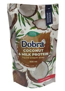 Dobra рідке крем-мило 500мл Дой-пак Кокос і молочний протеїн фото