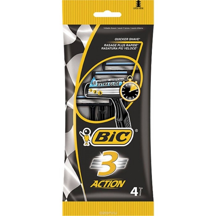 Набор одноразовых станков для бритья BiC Action 3, 4 шт фото