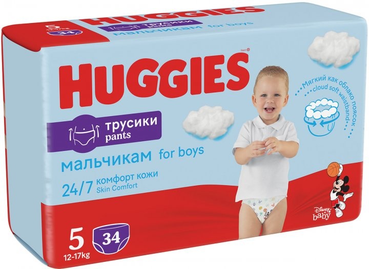 Трусики-подгузники Huggies Pants 5 Jumbo 12-17 кг для мальчиков 34 шт фото