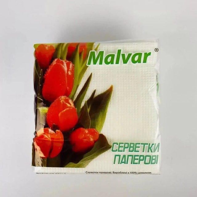 Серветки паперові білі Malvar 100шт фото